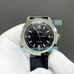 Swiss 9015 copy Omega Seamaster Black Face Men's Watch Black Leather Strap 